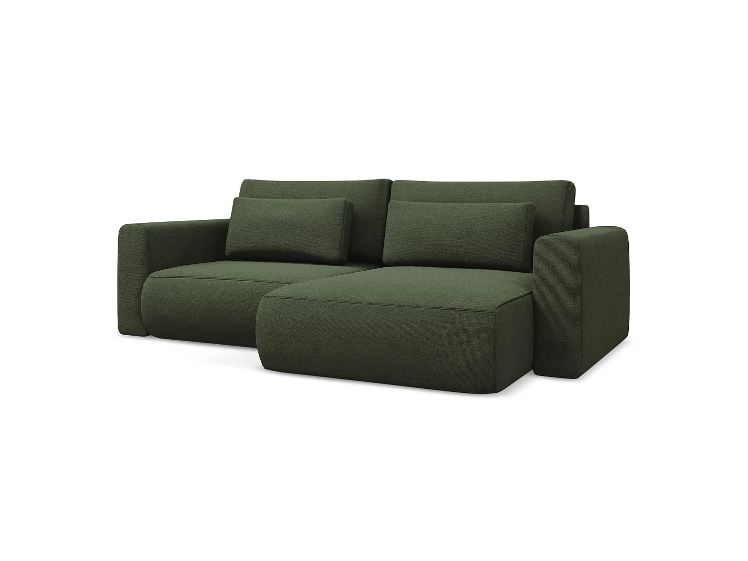 2-Sitzer Ecksofa mit Schlaffunktion - Ecke Rechts - Strukturstoff - Olive - PERUGIA