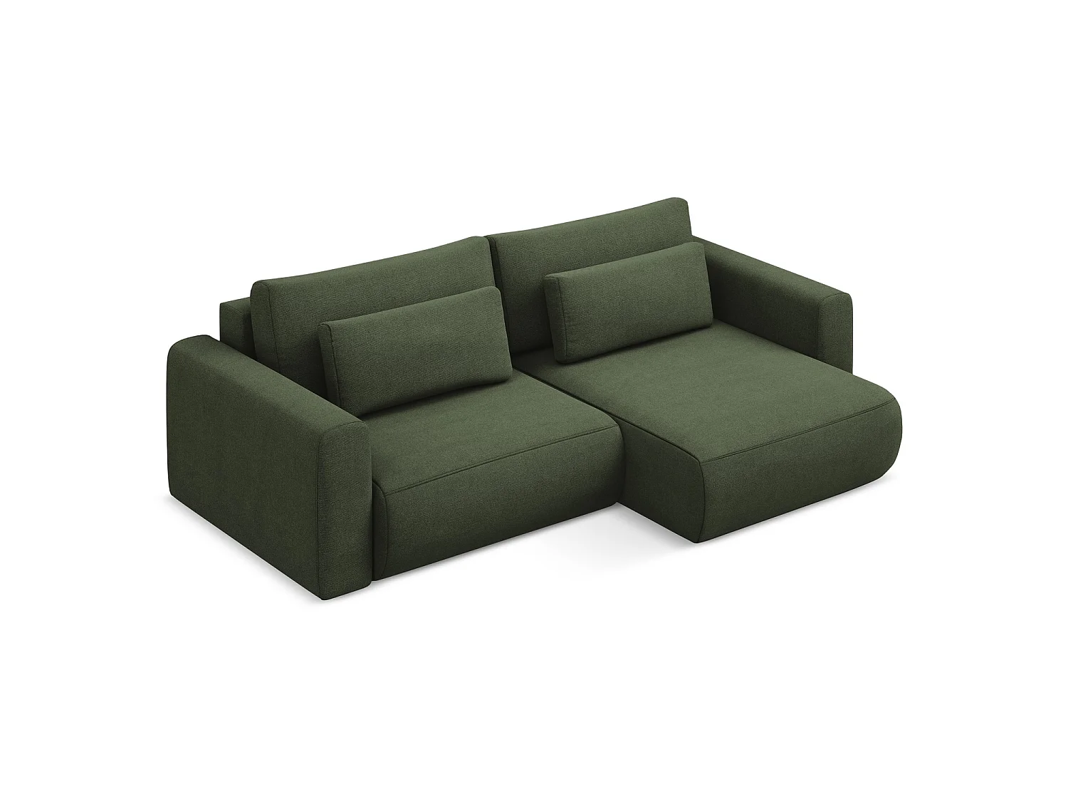 2-Sitzer Ecksofa mit Schlaffunktion - Ecke Rechts - Strukturstoff - Olive - PERUGIA