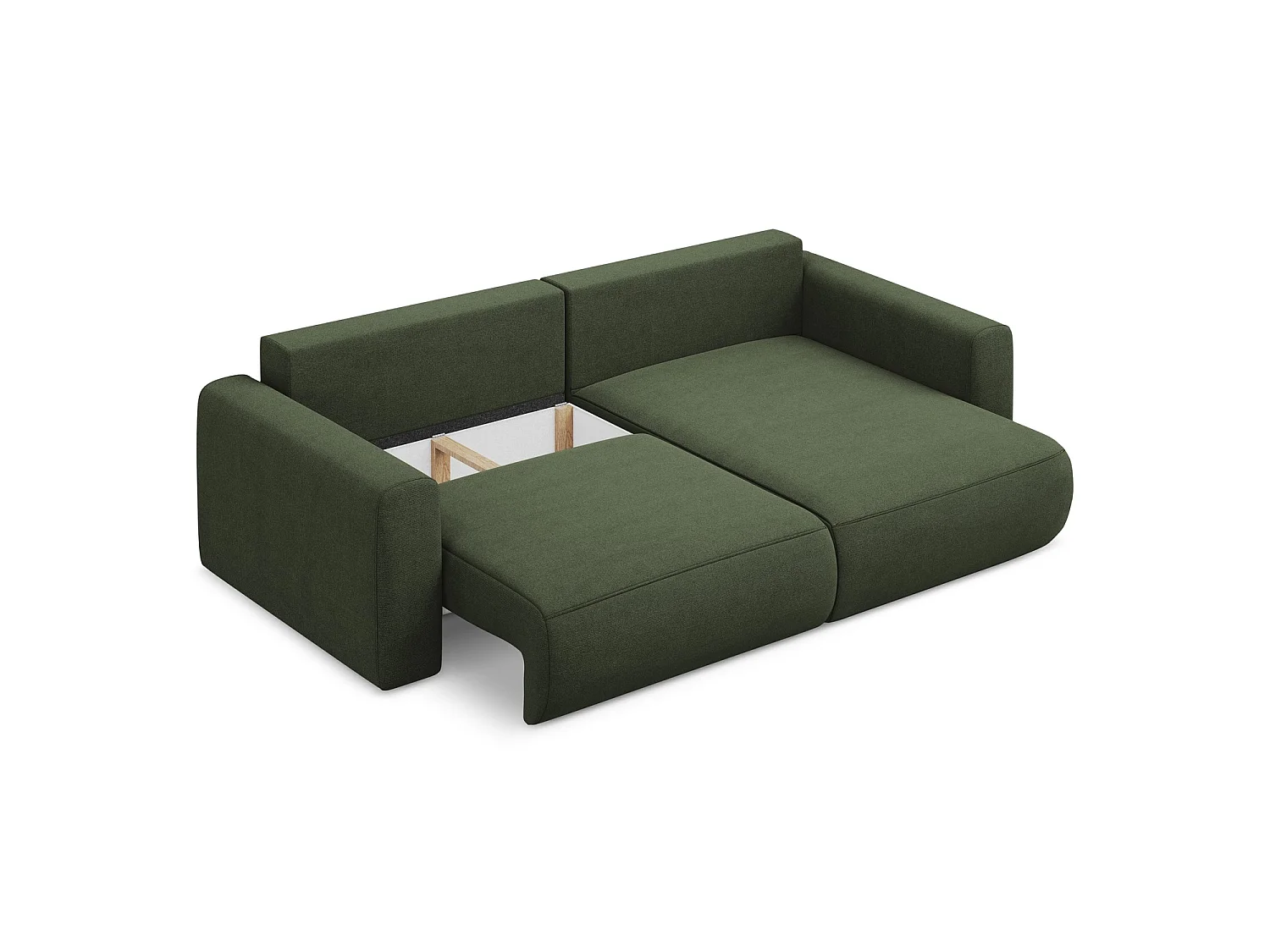 2-Sitzer Ecksofa mit Schlaffunktion - Ecke Rechts - Strukturstoff - Olive - PERUGIA