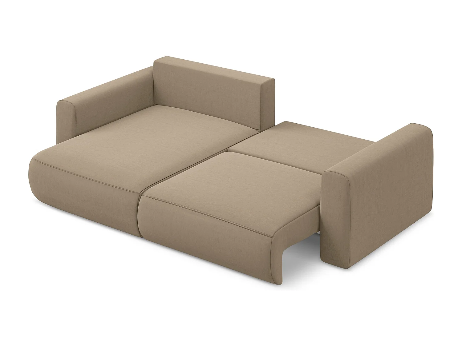 Hoekslaapbank links van lichtbeige velours - KAPUA