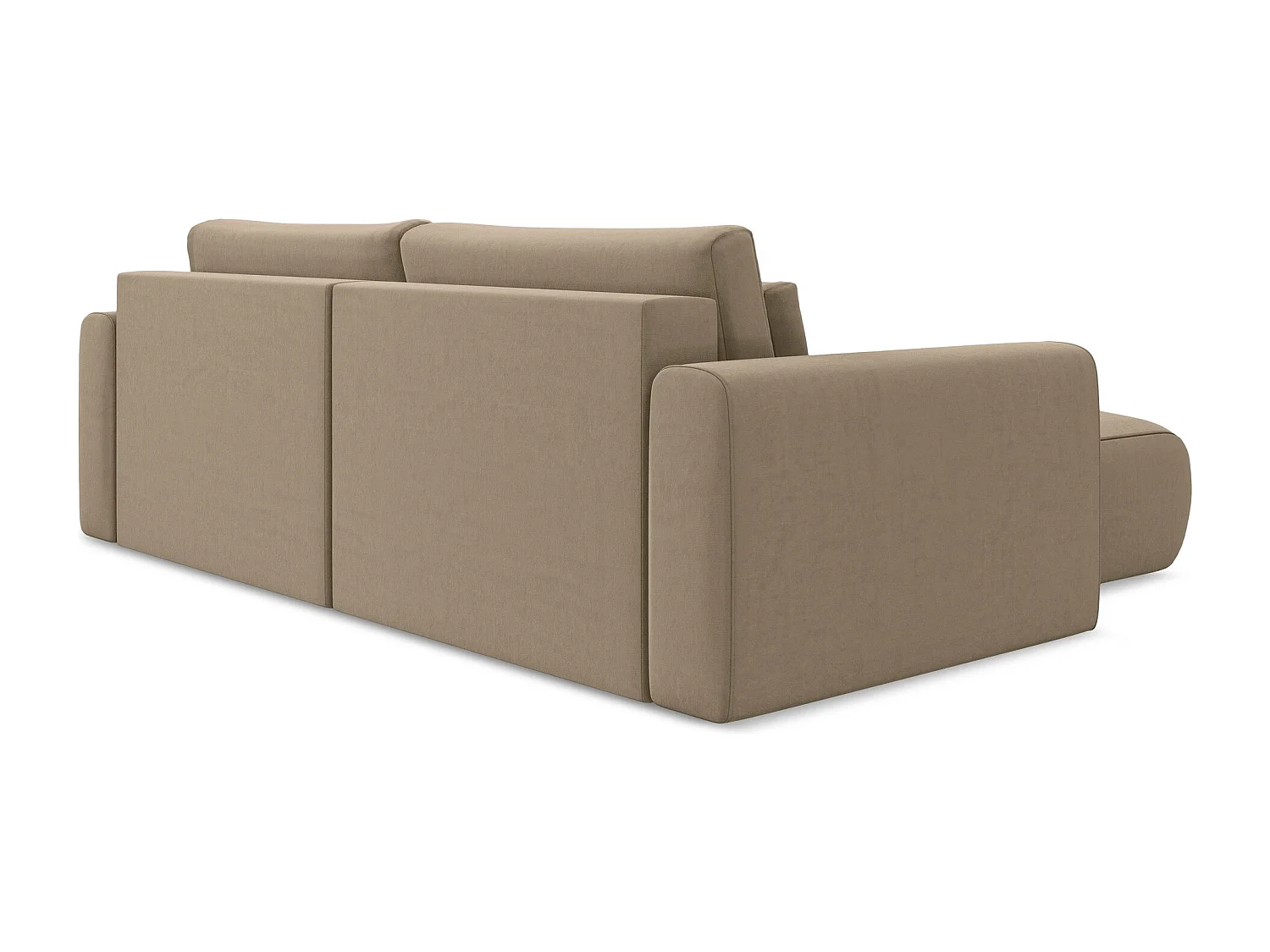 Hoekslaapbank links van lichtbeige velours - KAPUA