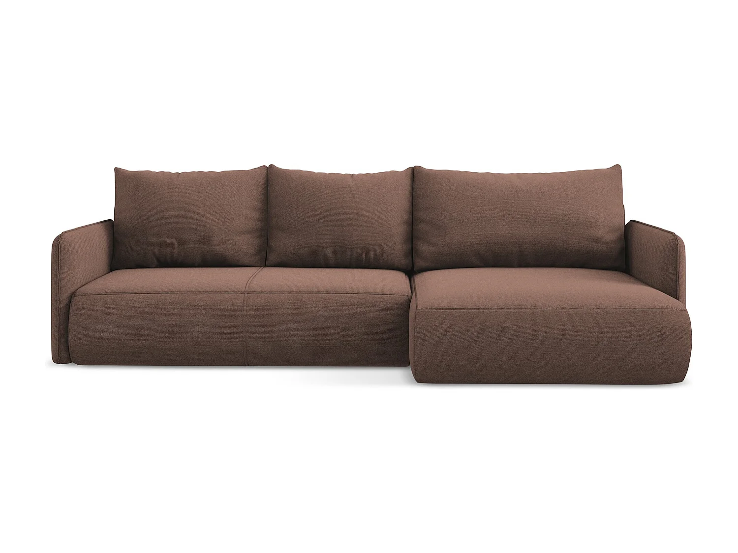 Ecksofa mit Schlaffunktion - Ecke Rechts - Strukturstoff - Puderrosa - NANEA