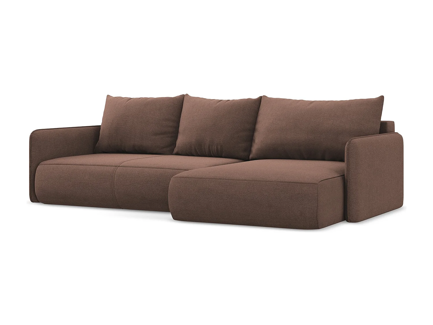 Ecksofa mit Schlaffunktion - Ecke Rechts - Strukturstoff - Puderrosa - NANEA