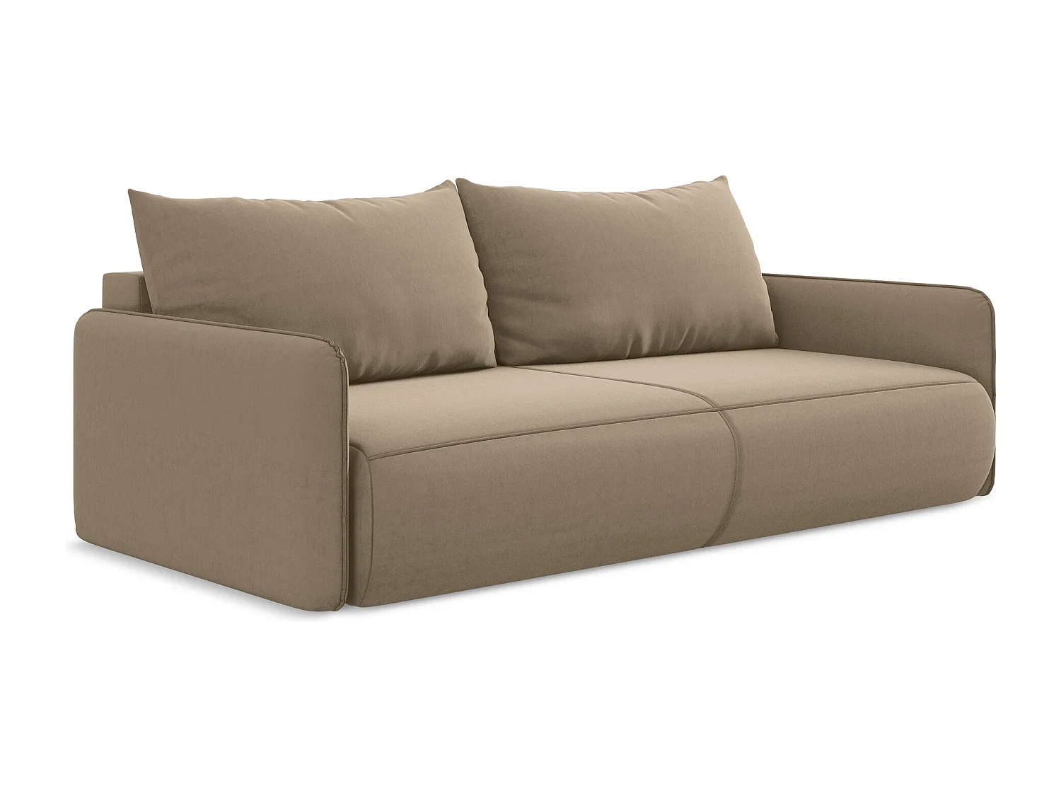 3-Sitzer Sofa mit Schlaffunktion - - Samt - Hell beige - NANEA