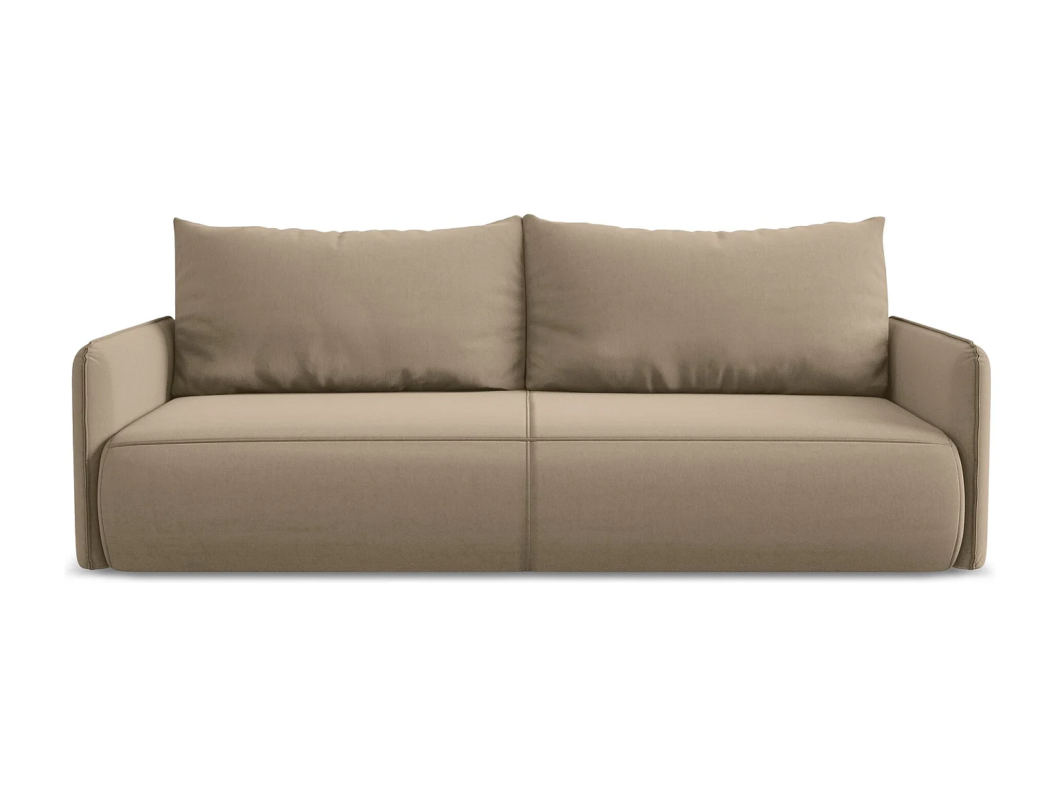 3-Sitzer Sofa mit Schlaffunktion - - Samt - Hell beige - NANEA