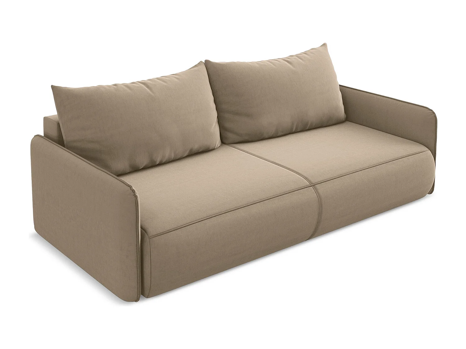 3-Sitzer Sofa mit Schlaffunktion - - Samt - Hell beige - NANEA