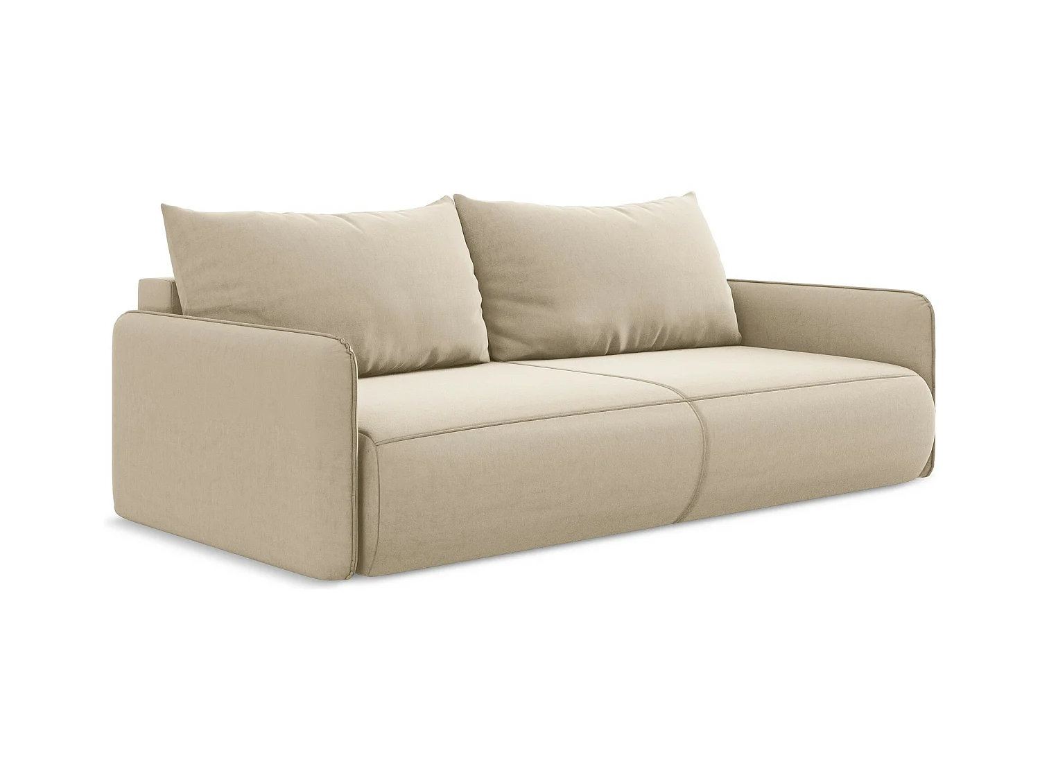 Canapé 3 places convertible en velours - beige clair - NANEA