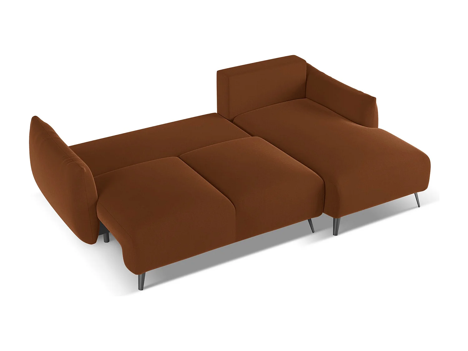 Hoekslaapbank rechts van terracotta velours - MALIE