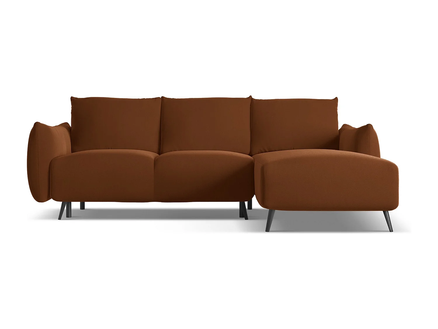 Canapé d'angle droit convertible en velours - terre cuite - MALIE