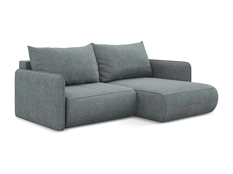 Ecksofa mit Schlaffunktion - Ecke Rechts - Chenille - Jeans - NANEA