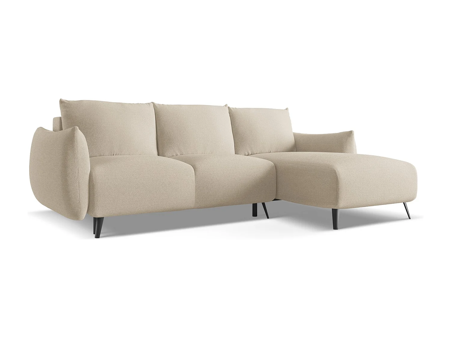 Ecksofa mit Schlaffunktion - Ecke Rechts - Chenille - Dunkelbeige - MALIE