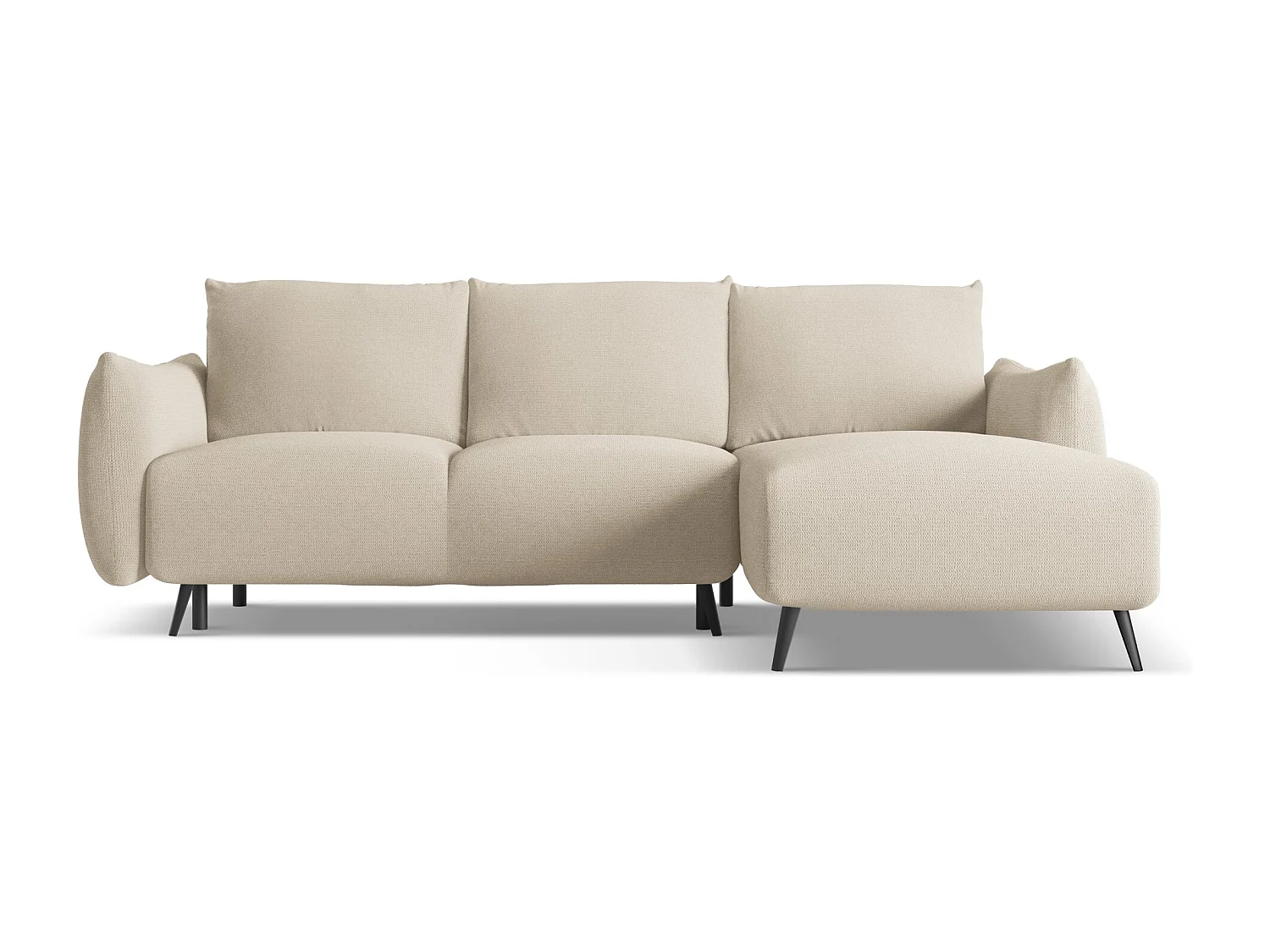 Ecksofa mit Schlaffunktion - Ecke Rechts - Chenille - Dunkelbeige - MALIE