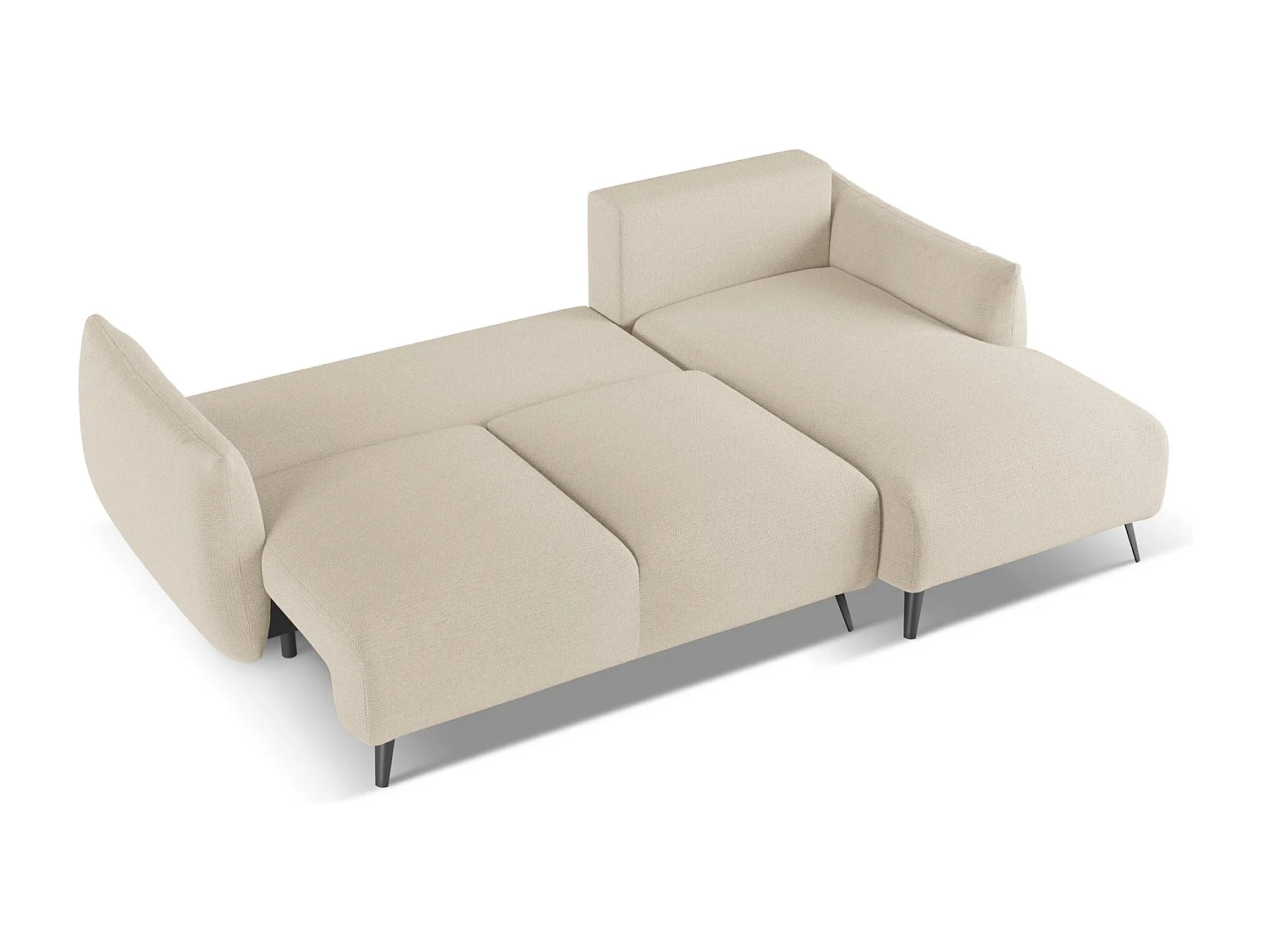 Ecksofa mit Schlaffunktion - Ecke Rechts - Chenille - Dunkelbeige - MALIE