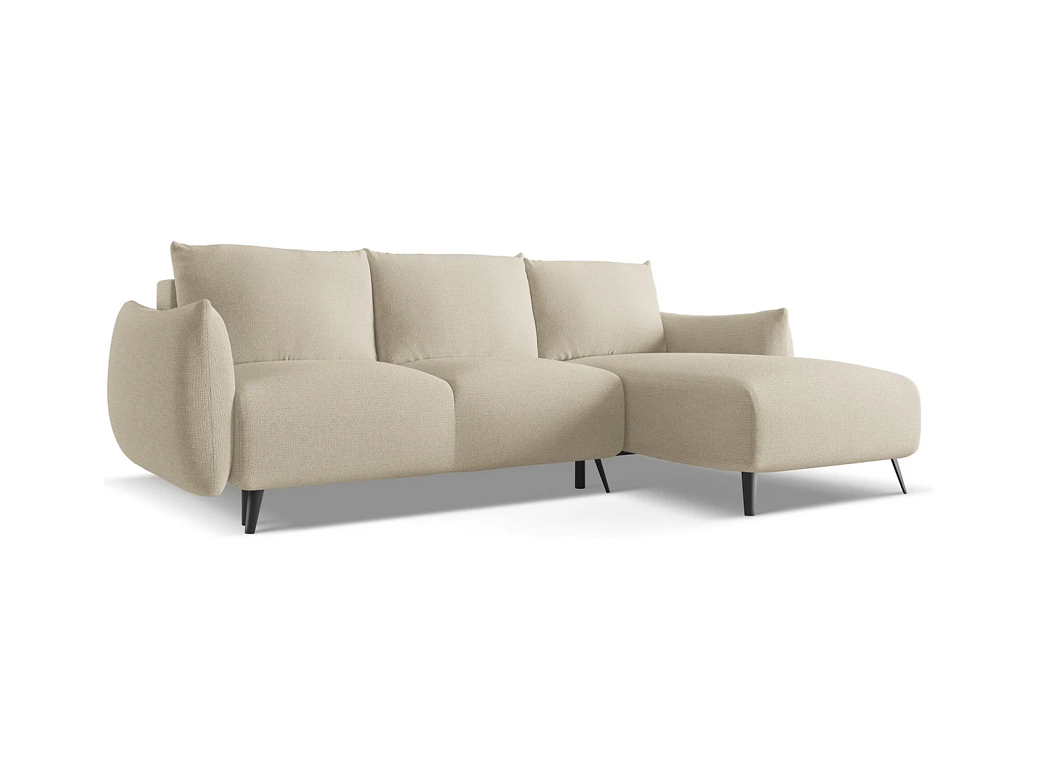 Ecksofa mit Schlaffunktion - Ecke Rechts - Chenille - Dunkelbeige - MALIE