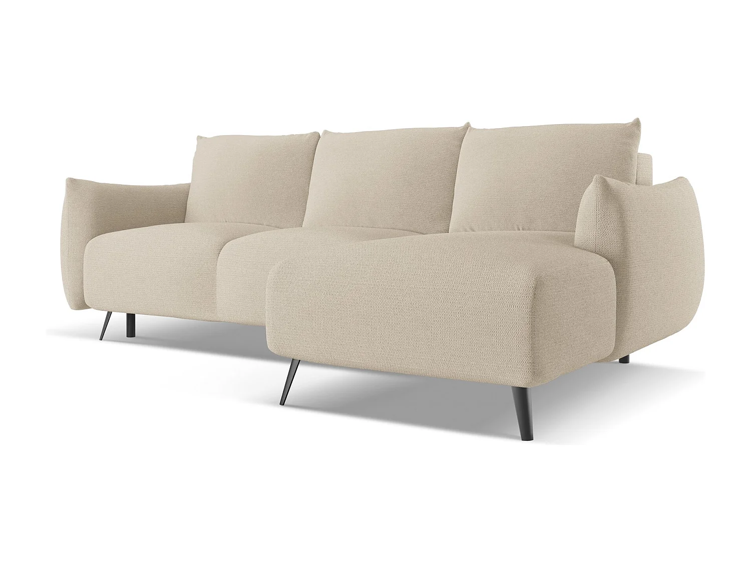 Ecksofa mit Schlaffunktion - Ecke Rechts - Chenille - Dunkelbeige - MALIE