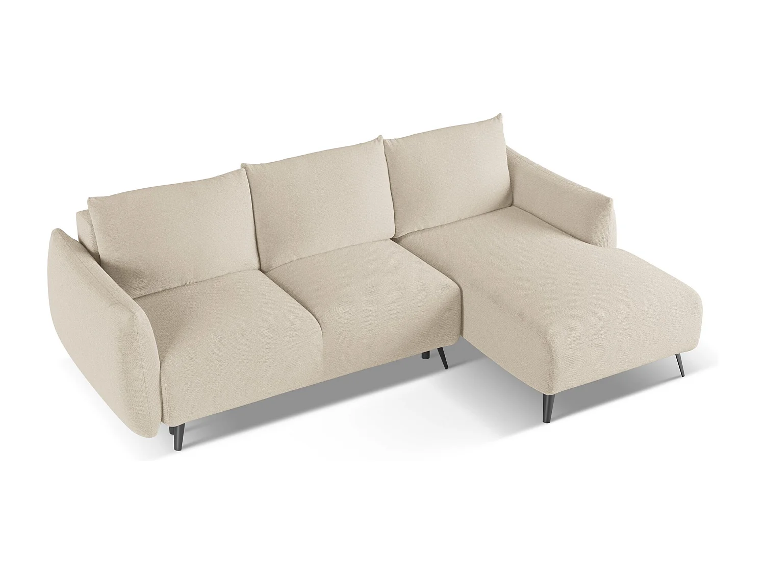 Ecksofa mit Schlaffunktion - Ecke Rechts - Chenille - Dunkelbeige - MALIE