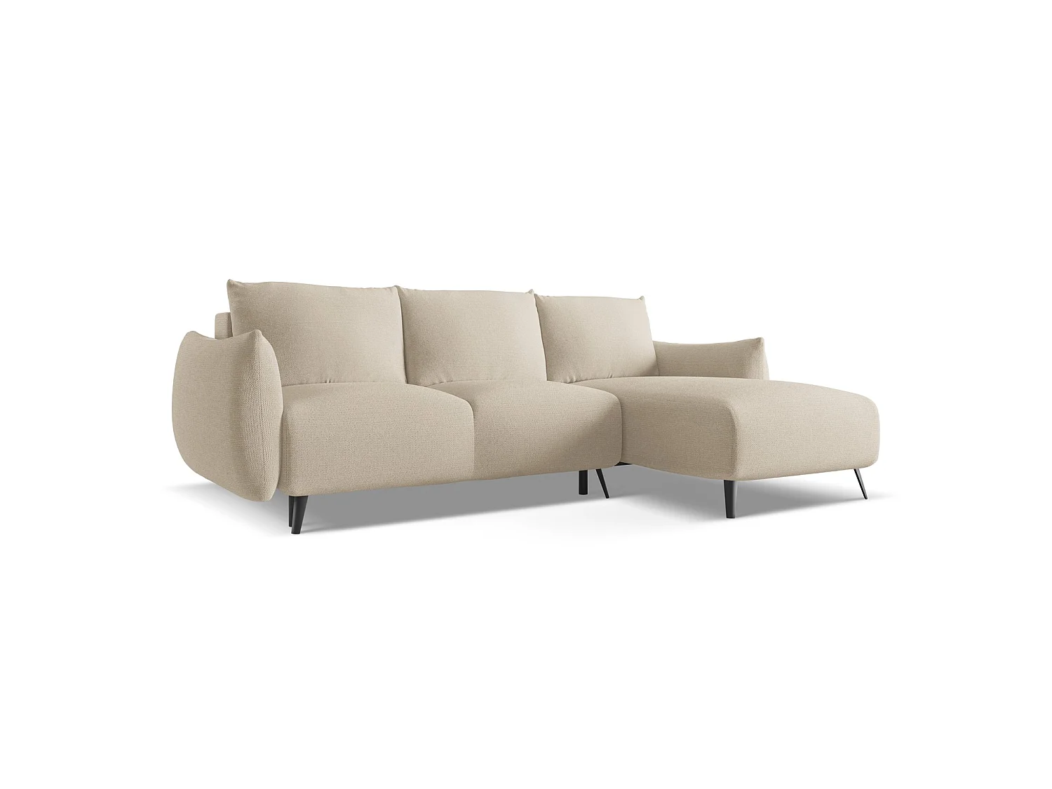 Ecksofa mit Schlaffunktion - Ecke Rechts - Chenille - Dunkelbeige - GENOVA