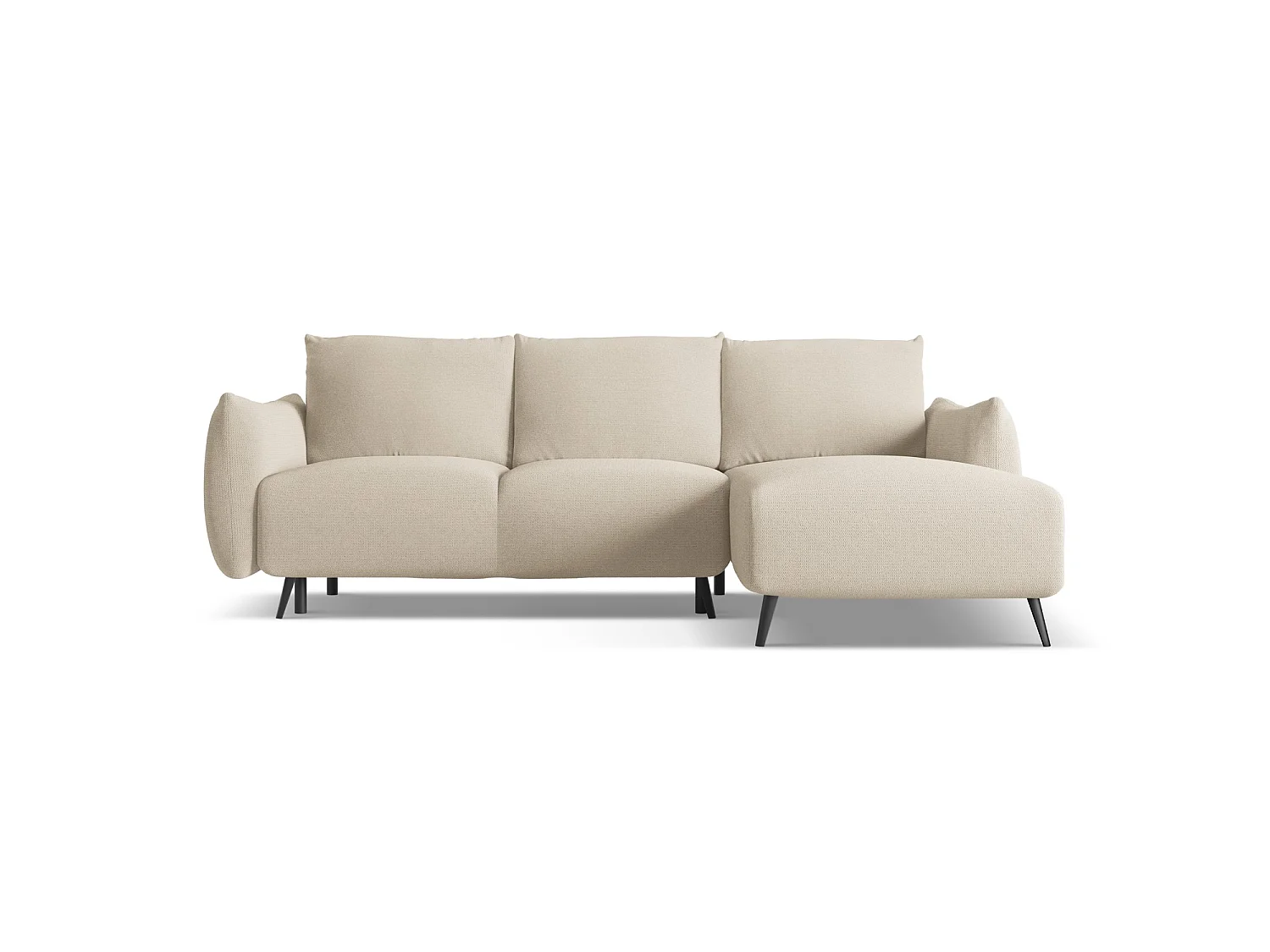 Ecksofa mit Schlaffunktion - Ecke Rechts - Chenille - Dunkelbeige - GENOVA