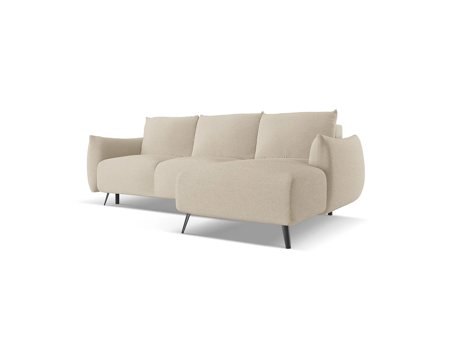 Ecksofa mit Schlaffunktion - Ecke Rechts - Chenille - Dunkelbeige - GENOVA