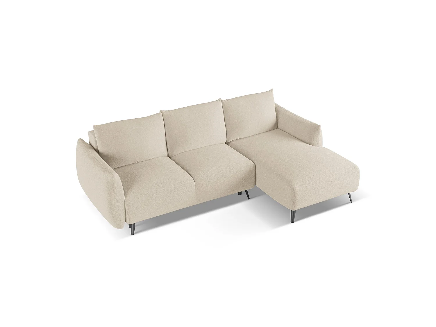 Ecksofa mit Schlaffunktion - Ecke Rechts - Chenille - Dunkelbeige - GENOVA