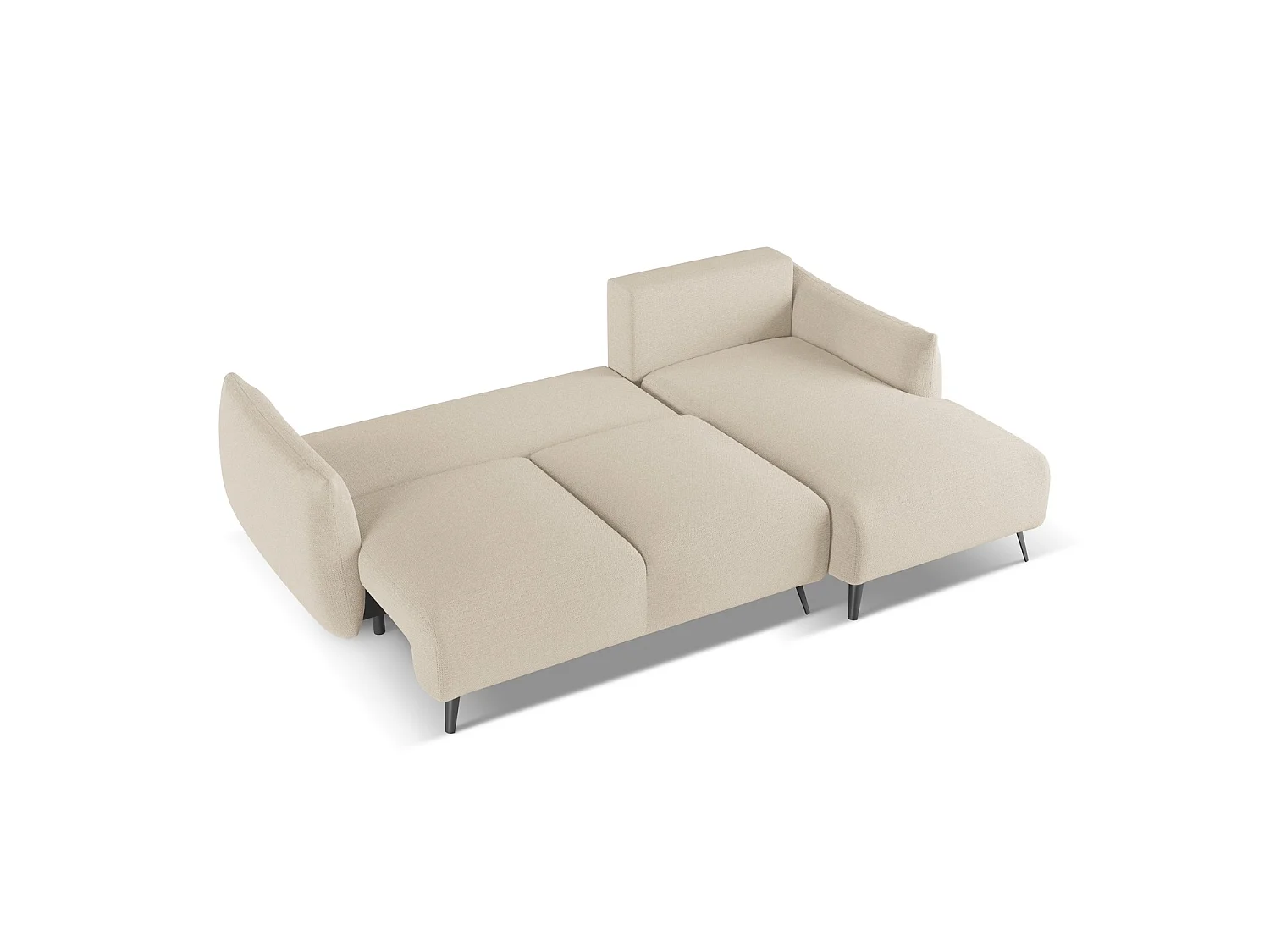Ecksofa mit Schlaffunktion - Ecke Rechts - Chenille - Dunkelbeige - GENOVA