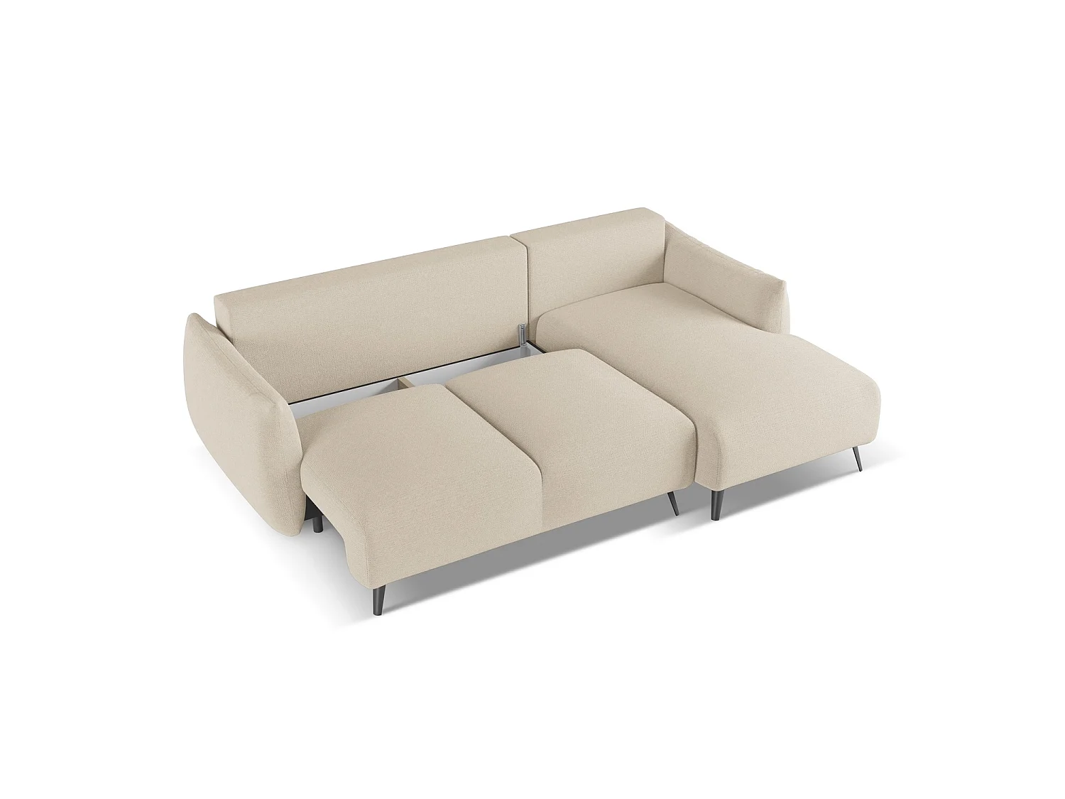 Ecksofa mit Schlaffunktion - Ecke Rechts - Chenille - Dunkelbeige - GENOVA