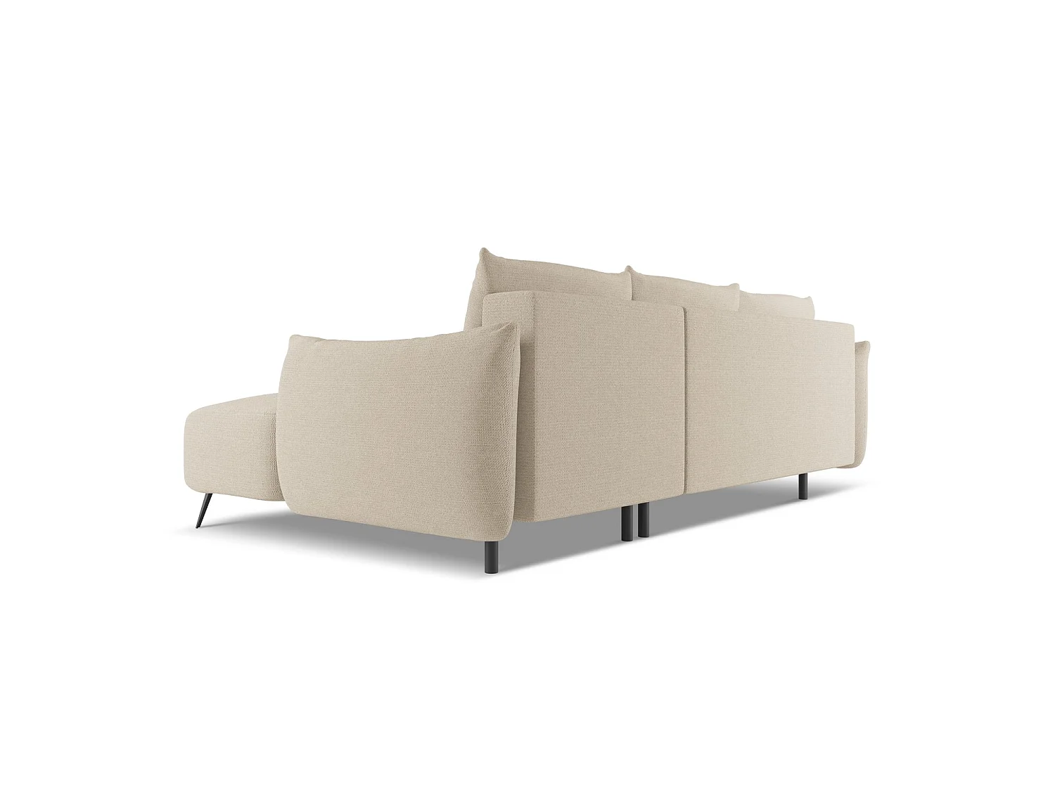 Ecksofa mit Schlaffunktion - Ecke Rechts - Chenille - Dunkelbeige - GENOVA