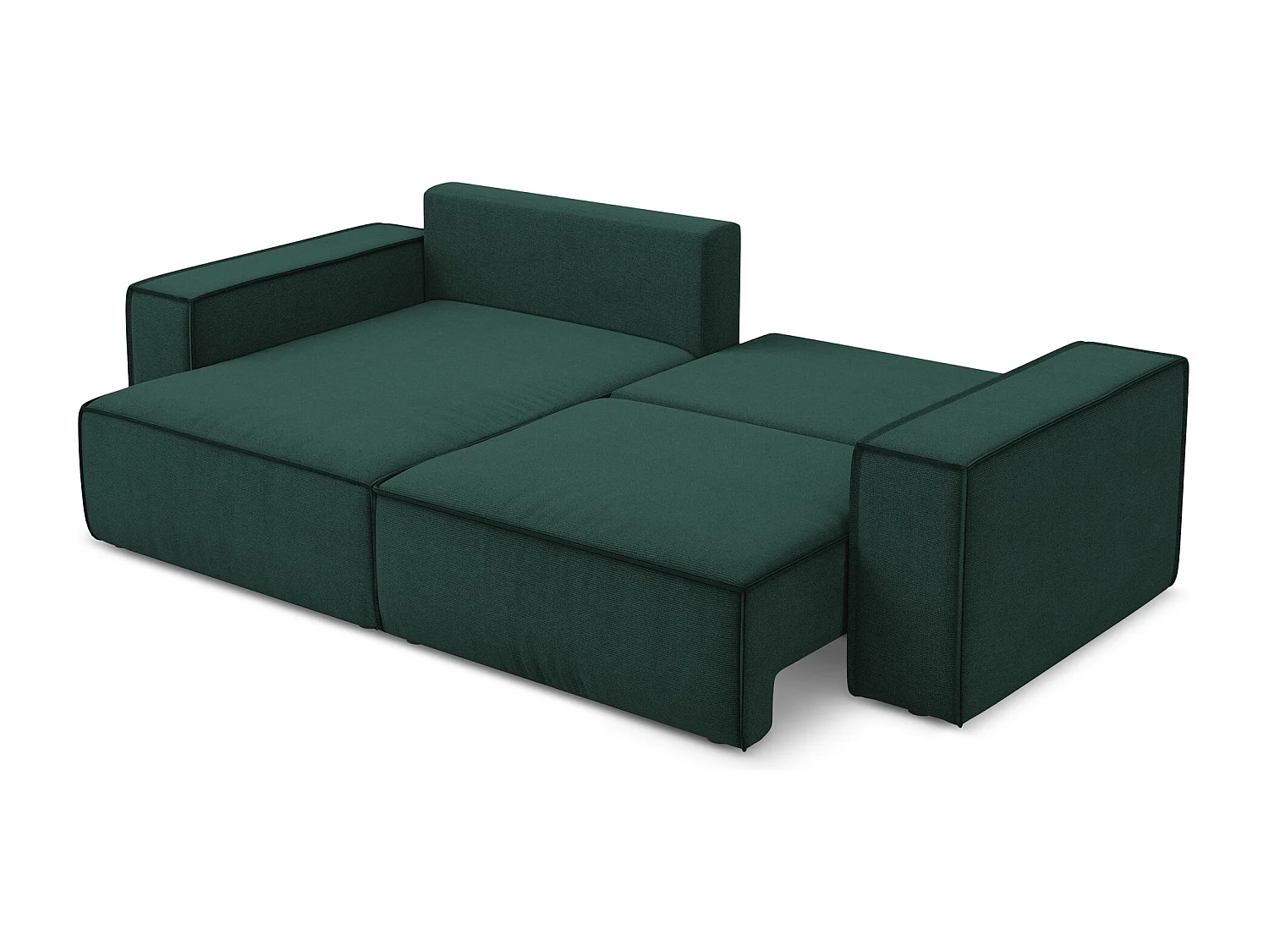 Hoekslaapbank links van flessengroen textuurstof - KIMO