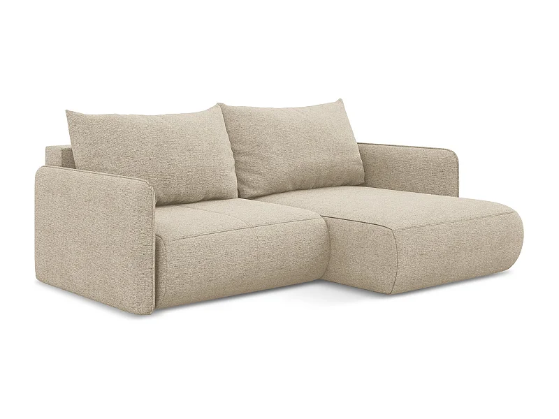 Ecksofa mit Schlaffunktion - Ecke Rechts - Chenille - Dunkelbeige - NANEA