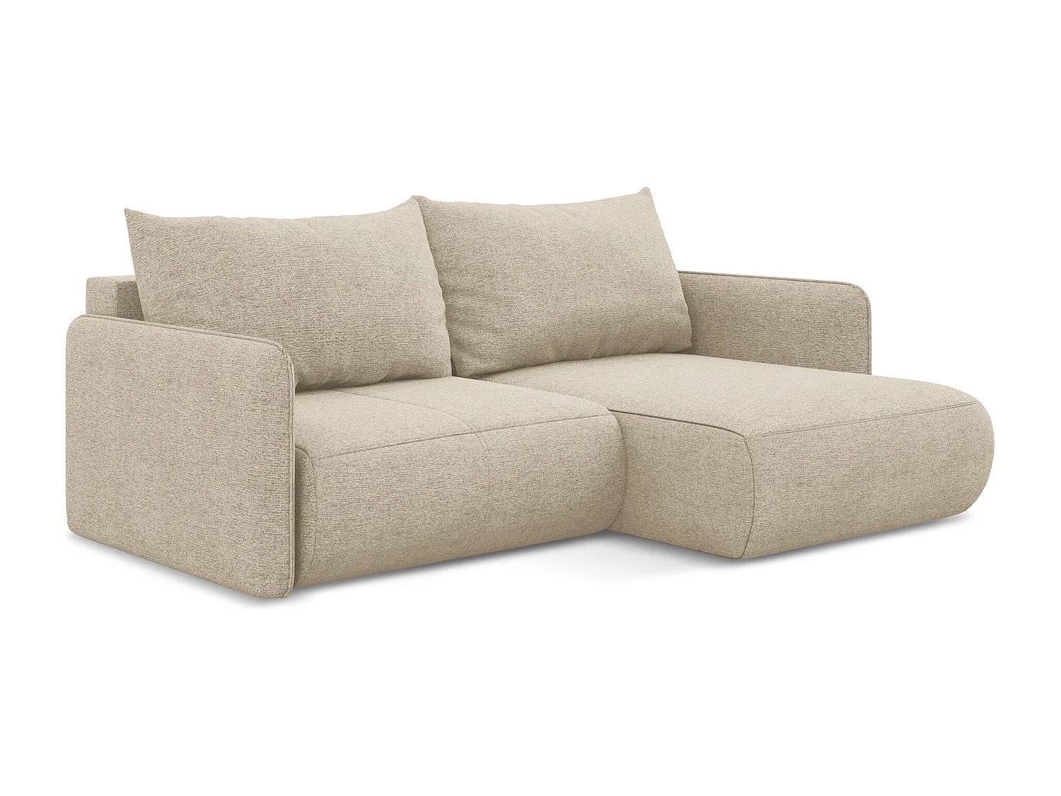 Ecksofa mit Schlaffunktion - Ecke Rechts - Chenille - Dunkelbeige - NANEA