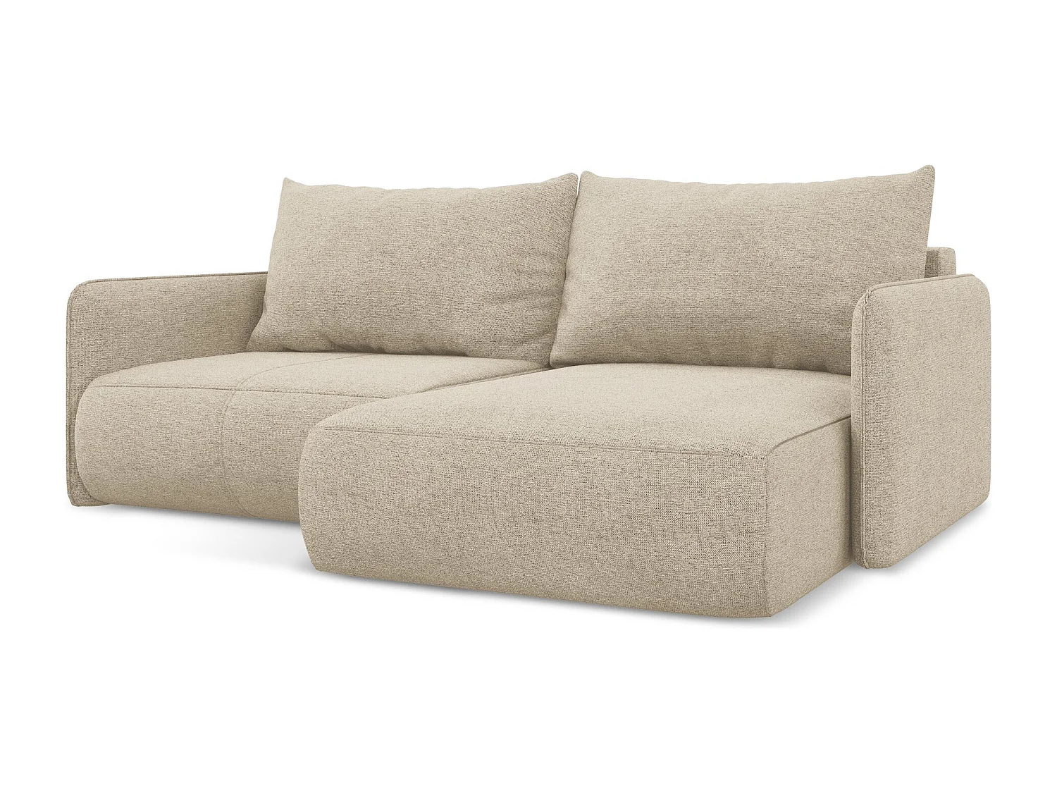 Ecksofa mit Schlaffunktion - Ecke Rechts - Chenille - Dunkelbeige - NANEA