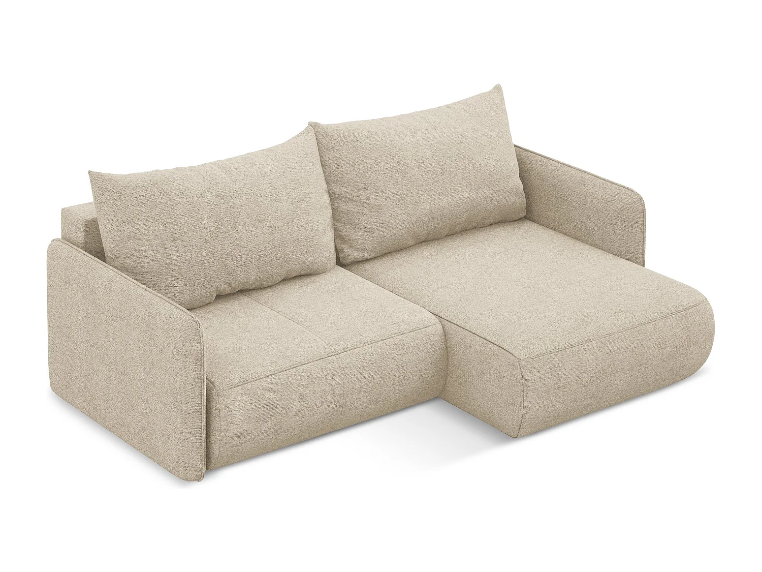 Ecksofa mit Schlaffunktion - Ecke Rechts - Chenille - Dunkelbeige - NANEA