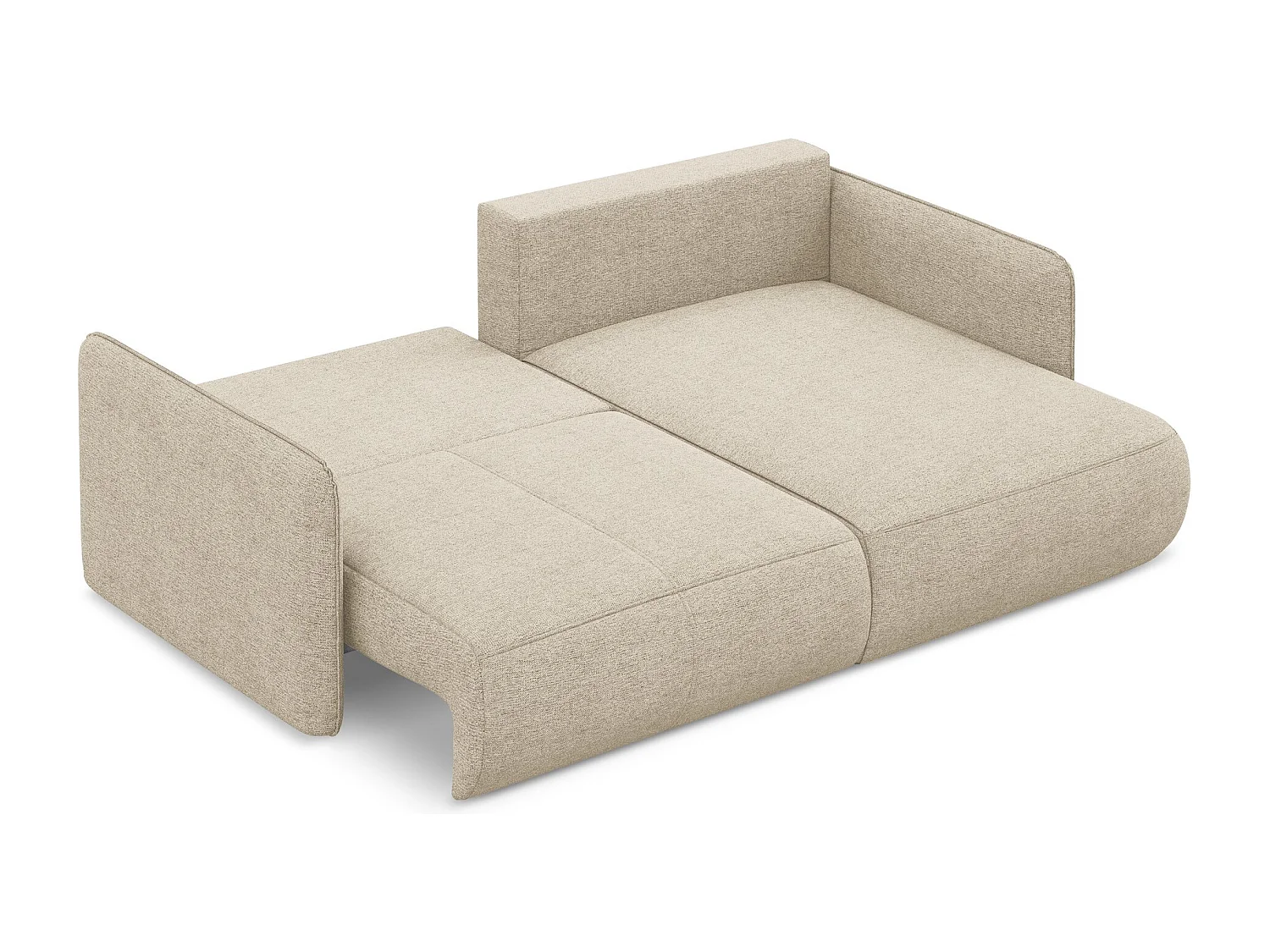Ecksofa mit Schlaffunktion - Ecke Rechts - Chenille - Dunkelbeige - NANEA