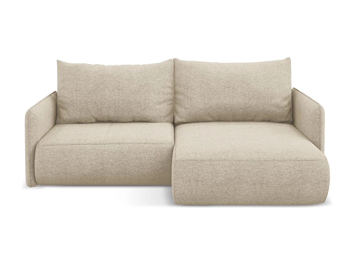 Sofá de canto direito convertível 2,5 lugares em tecido chenille bege escuro - NANEA