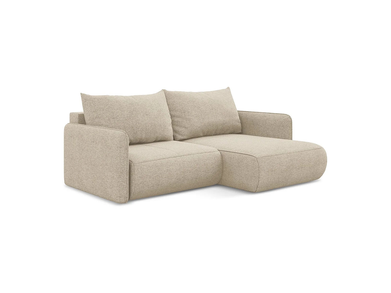 Ecksofa mit Schlaffunktion - Ecke Rechts - Chenille - Dunkelbeige - PALERMO