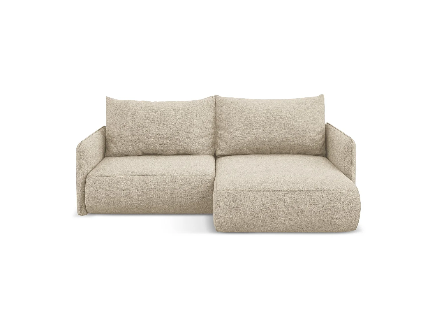 Ecksofa mit Schlaffunktion - Ecke Rechts - Chenille - Dunkelbeige - PALERMO