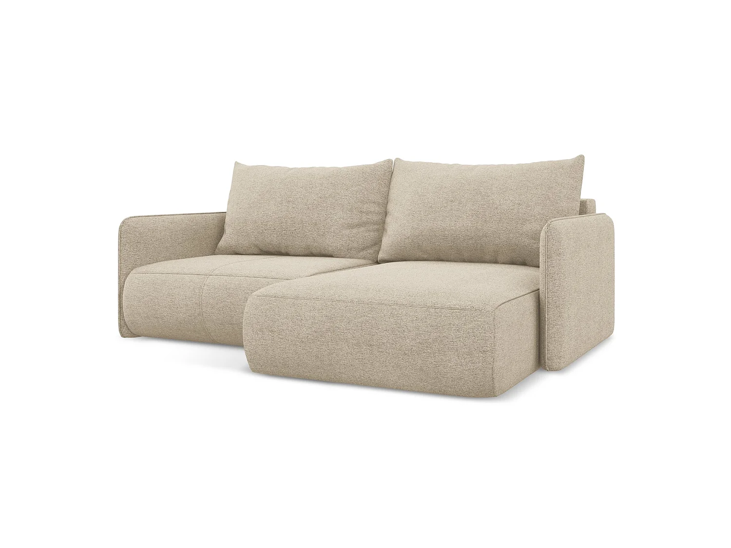 Ecksofa mit Schlaffunktion - Ecke Rechts - Chenille - Dunkelbeige - PALERMO
