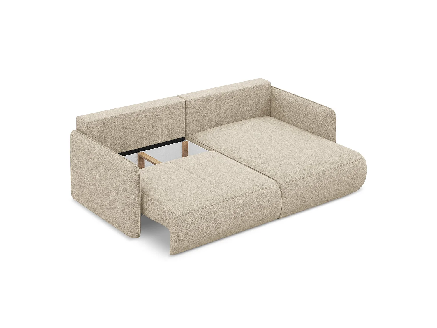 Ecksofa mit Schlaffunktion - Ecke Rechts - Chenille - Dunkelbeige - PALERMO