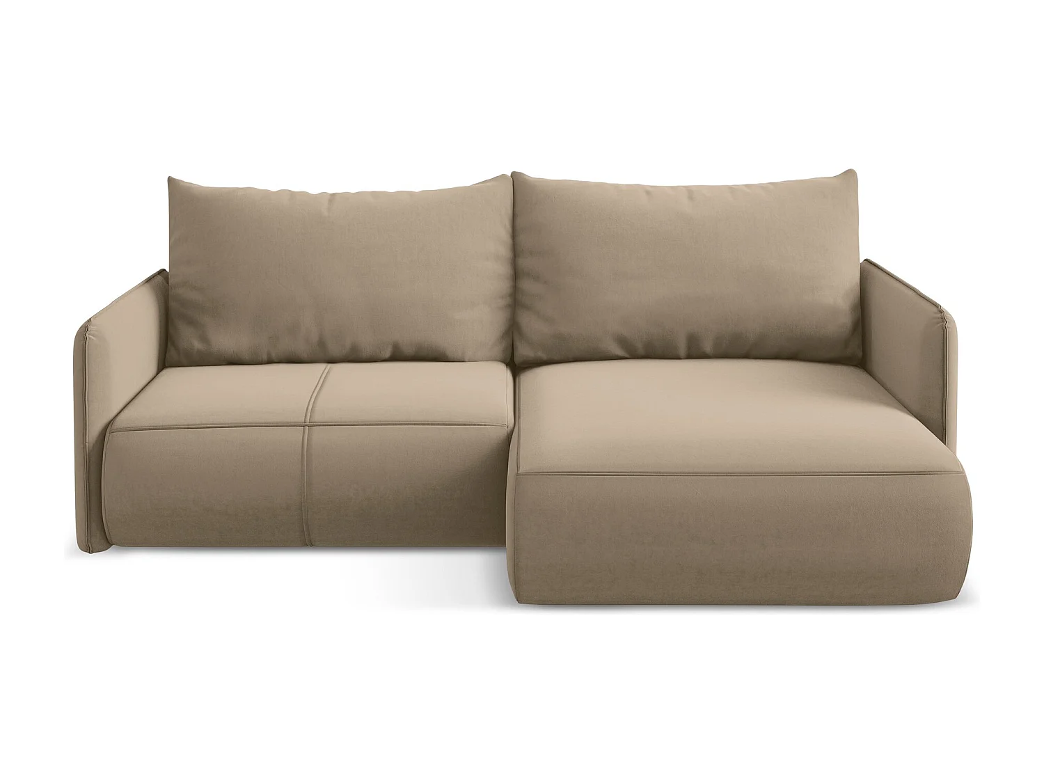 Hoekslaapbank rechts van lichtbeige velours - NANEA