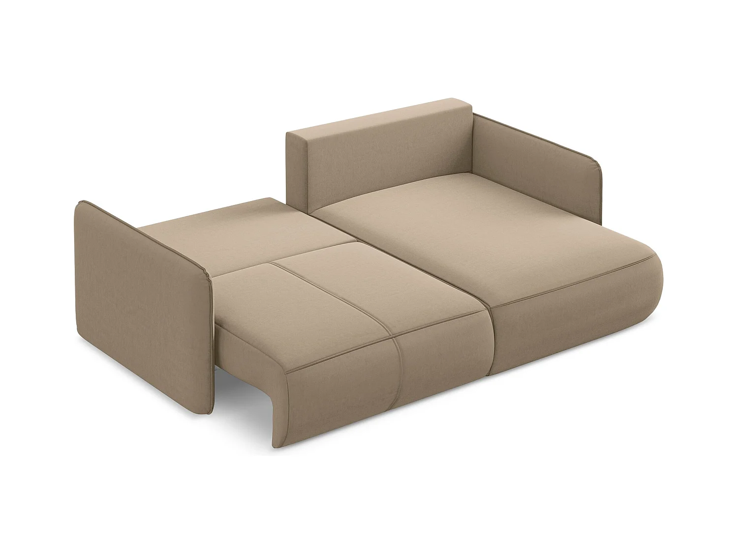 Hoekslaapbank rechts van lichtbeige velours - NANEA