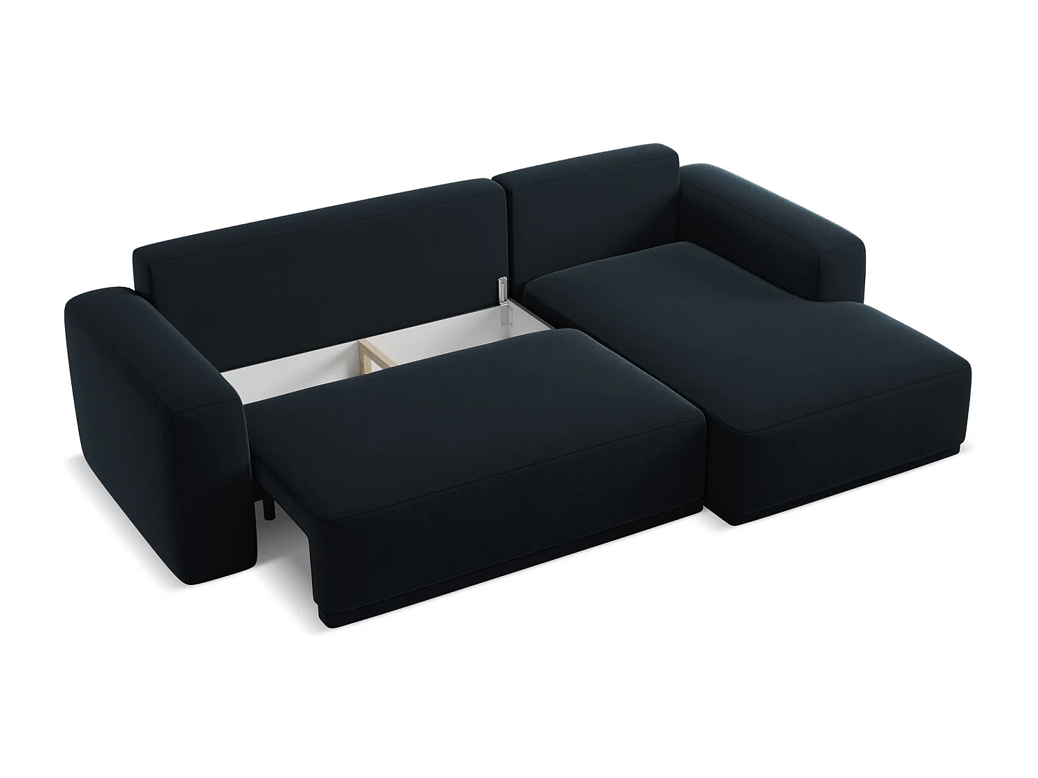 Narożnik prawostronny z funkcją spania - z tkaniny welwetowej - królewski niebieski - KAILA