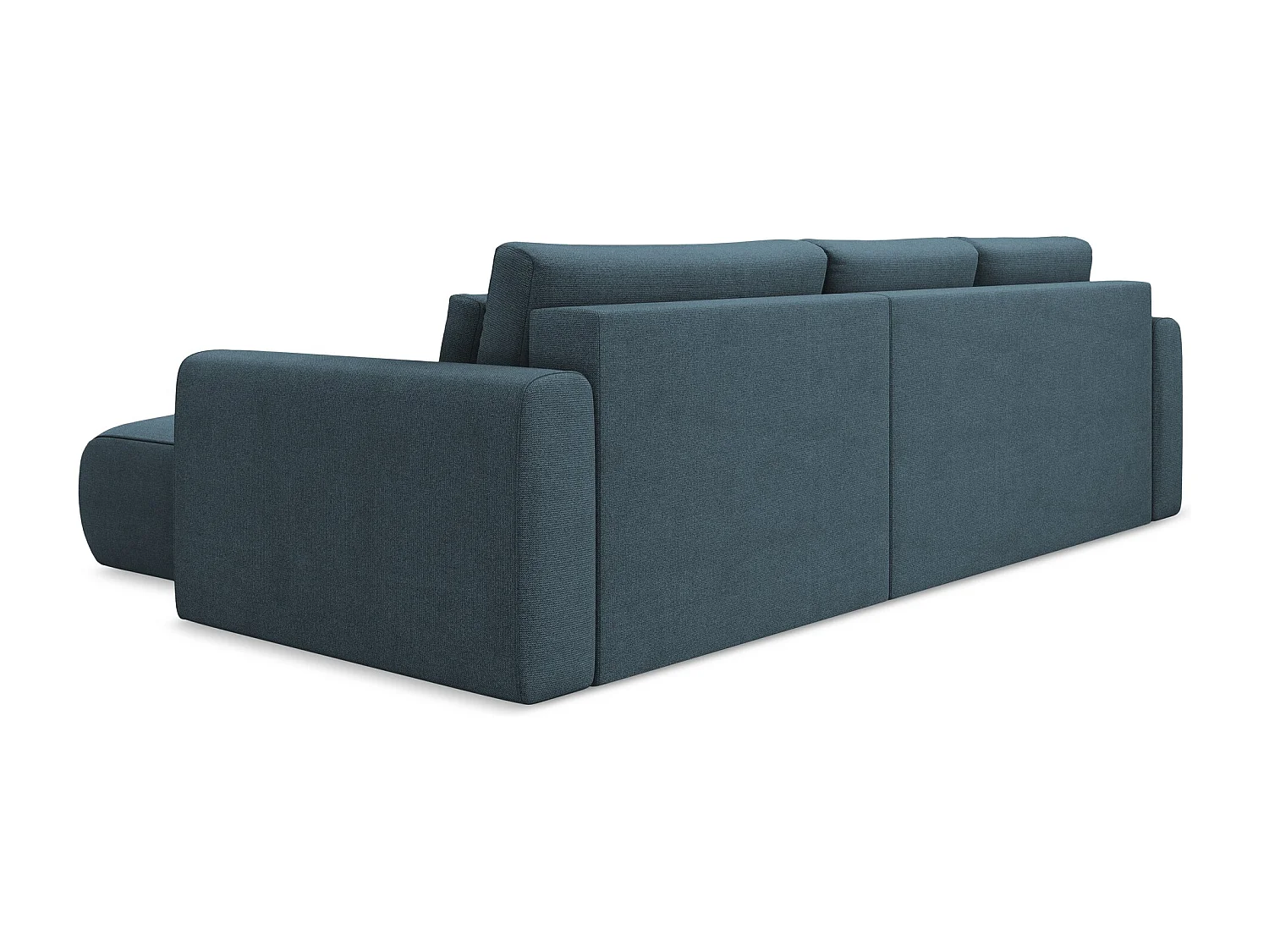 Canapé d’angle 3 places droit convertible en tissu texturé - jeans bleu - KAPUA