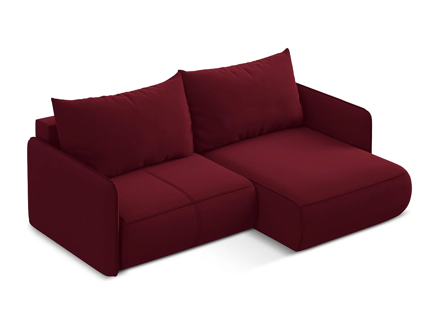 Hoekslaapbank rechts van bourgondië velours - NANEA