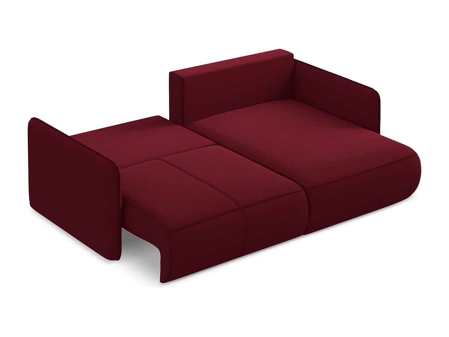 Canapé d’angle 2,5 places droit convertible en velours - bourgogne - NANEA