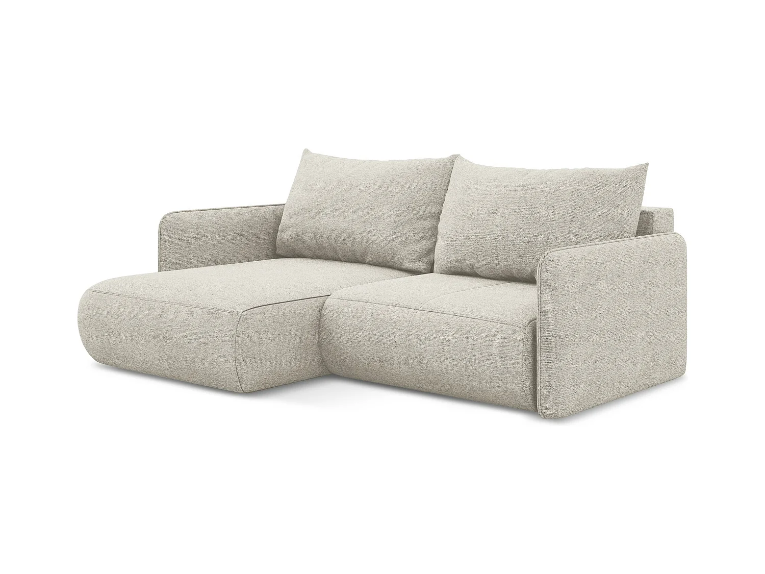 Canapé d’angle 2,5 places gauche convertible en tissu chenille - argent - NANEA