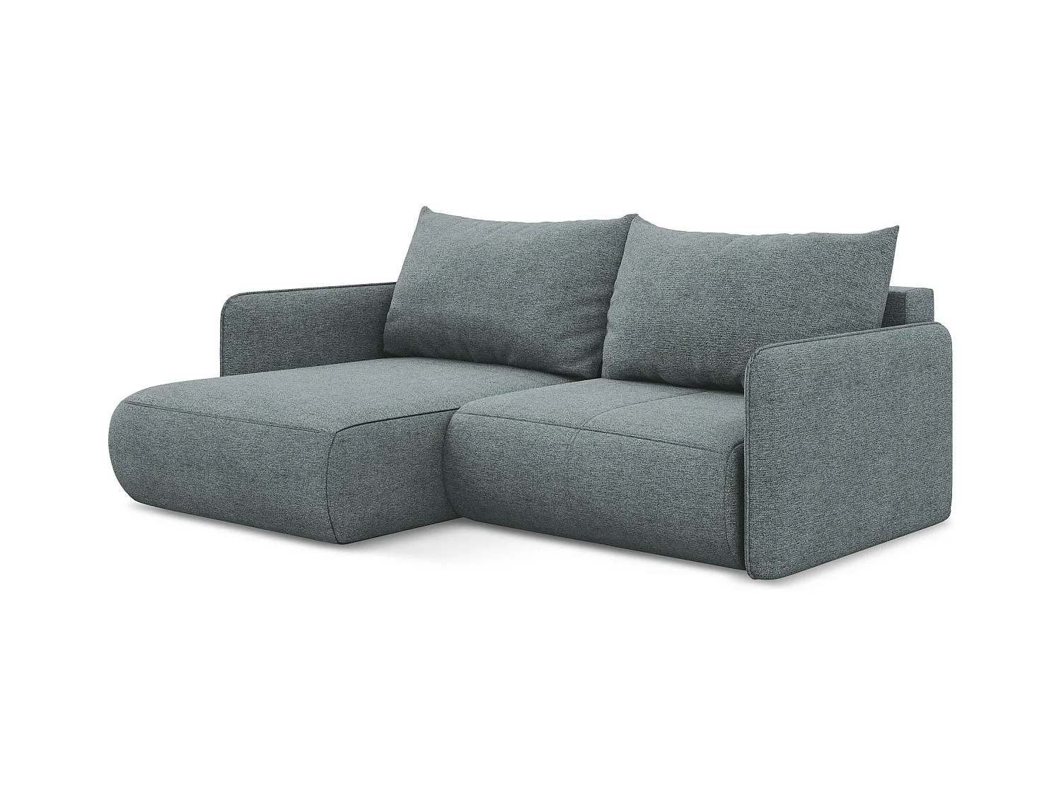 Canapé d’angle 2,5 places gauche convertible en tissu chenille - jeans - NANEA