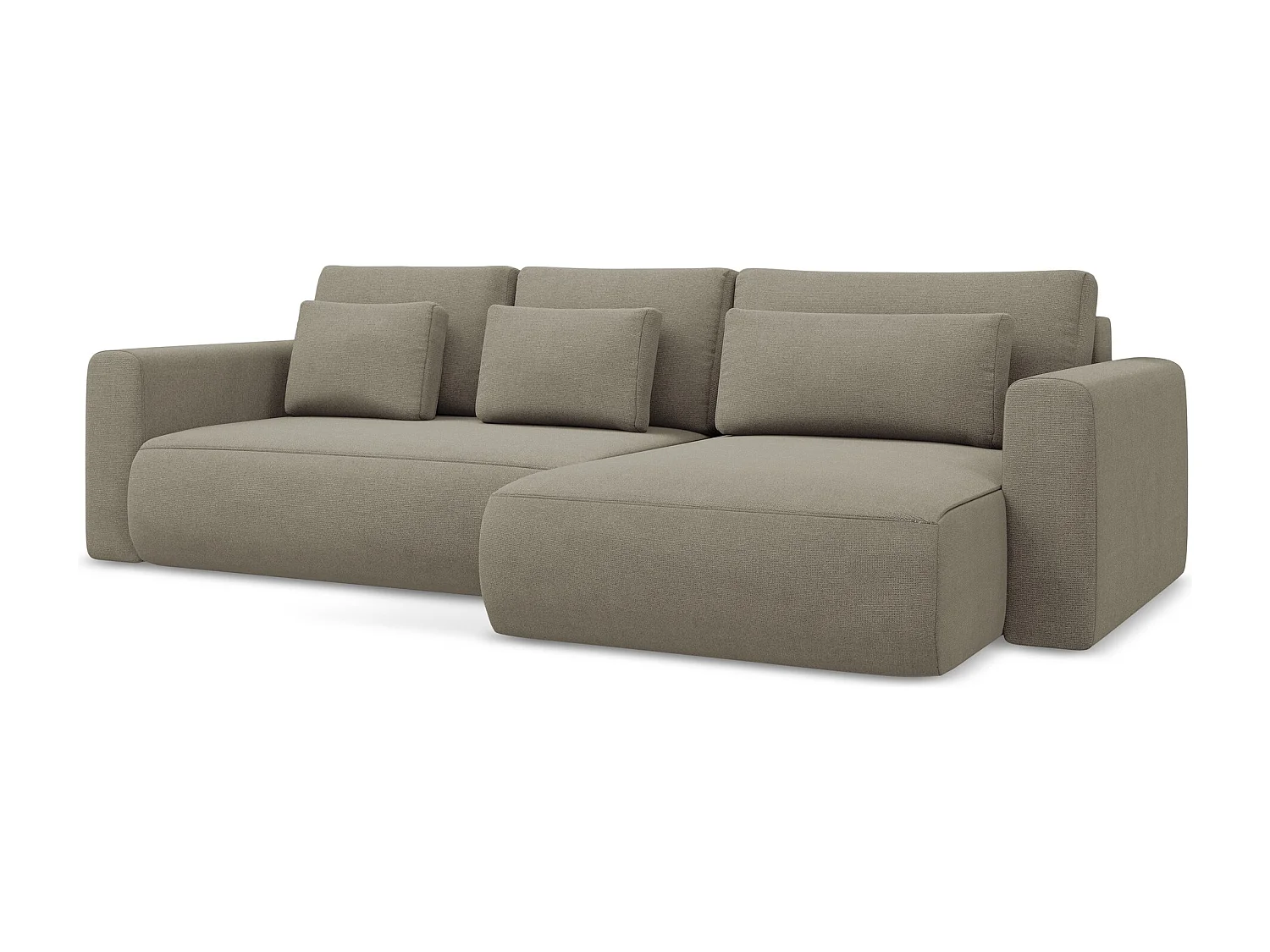 Ecksofa mit Schlaffunktion - Ecke Rechts - Strukturstoff - Dunkelbeige - KAPUA