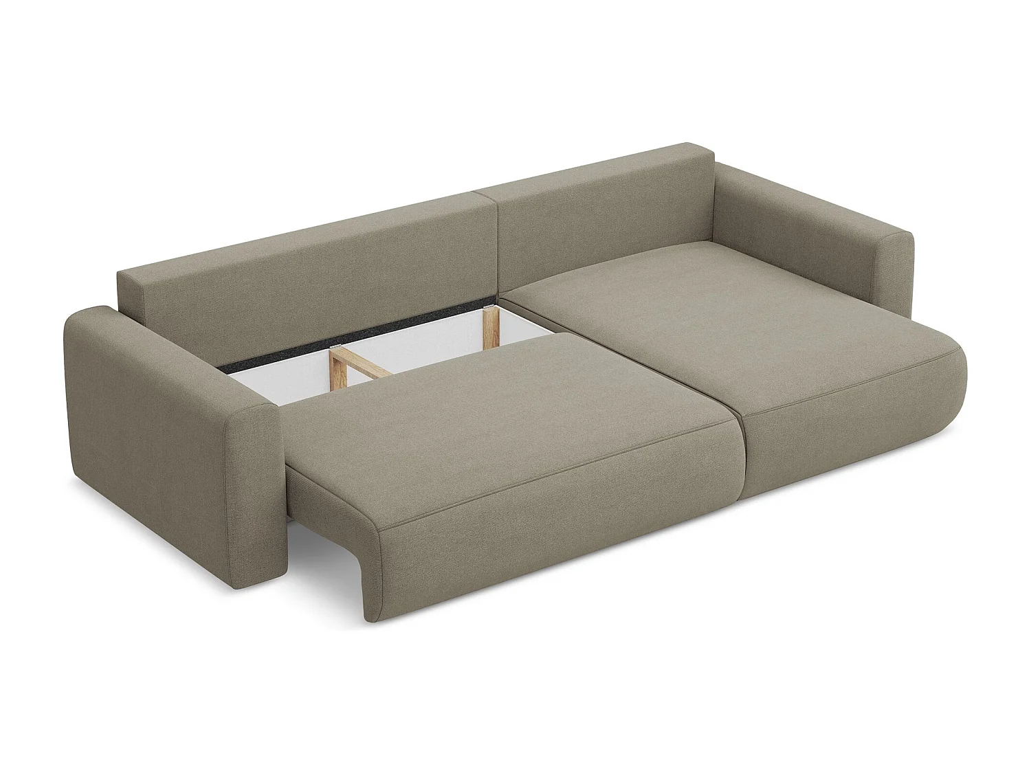 Ecksofa mit Schlaffunktion - Ecke Rechts - Strukturstoff - Dunkelbeige - KAPUA