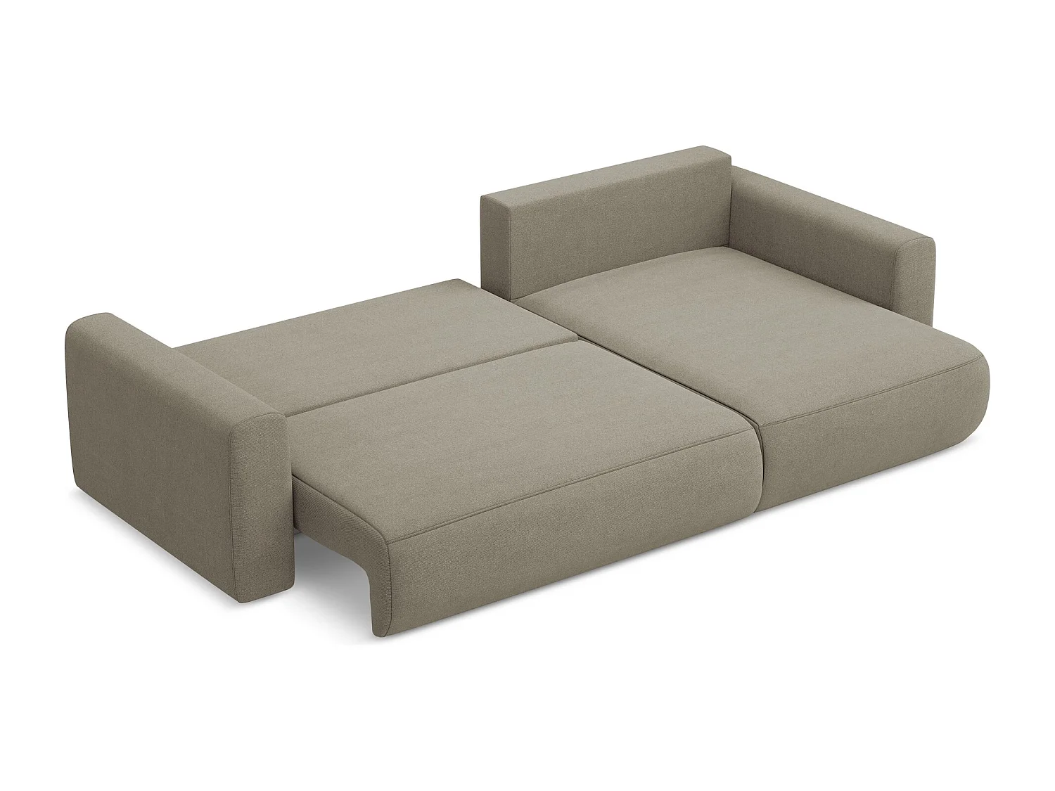 Ecksofa mit Schlaffunktion - Ecke Rechts - Strukturstoff - Dunkelbeige - KAPUA