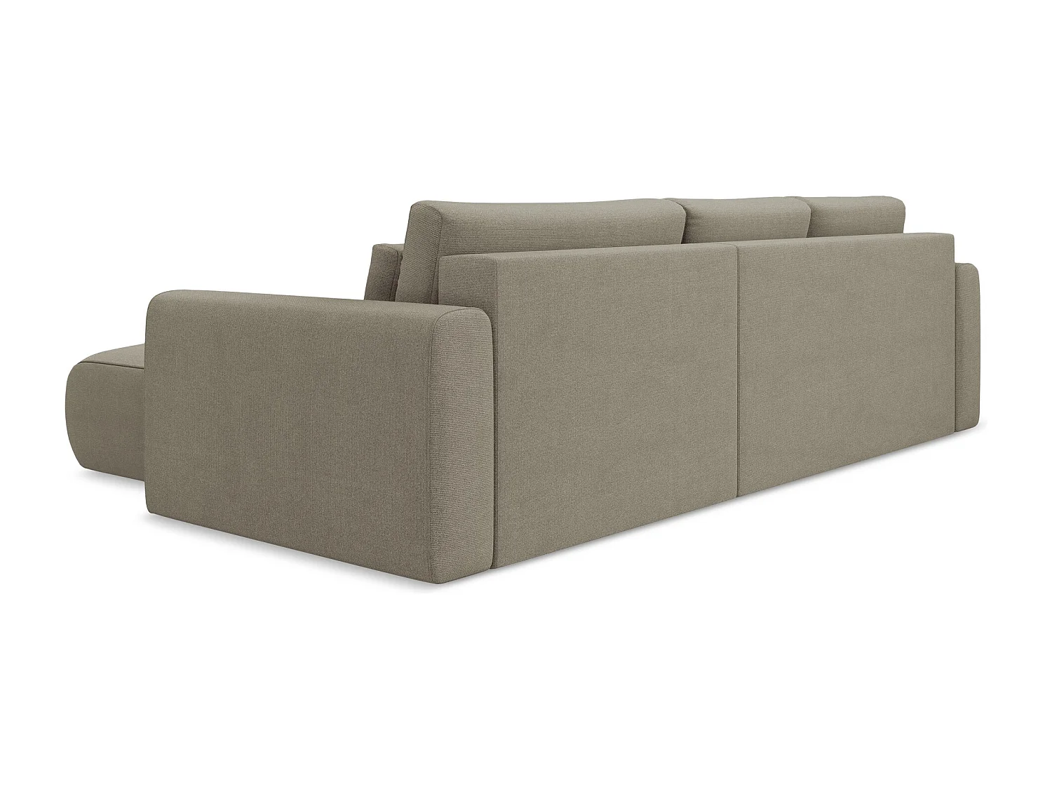 Ecksofa mit Schlaffunktion - Ecke Rechts - Strukturstoff - Dunkelbeige - KAPUA